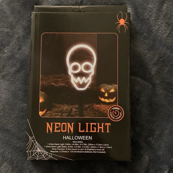 BNIB- Battery Operated- Halloween Skull- 💀 Neon Light YARD STAKE w/ Timer - Picture 6 of 7